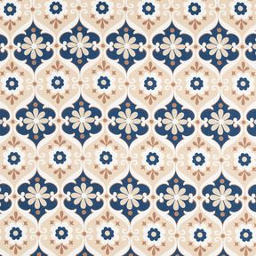 Jersey blommor ornament – beige/marinblått, 