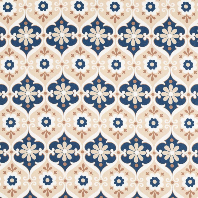 Jersey blommor ornament – beige/marinblått, image number 1