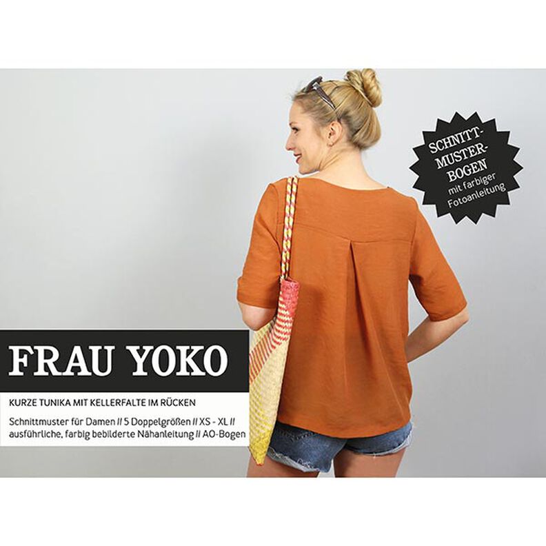 FRAU YOKO - kort tunika med motveck i ryggen, Studio Schnittreif  | XS -  XXL,  image number 1