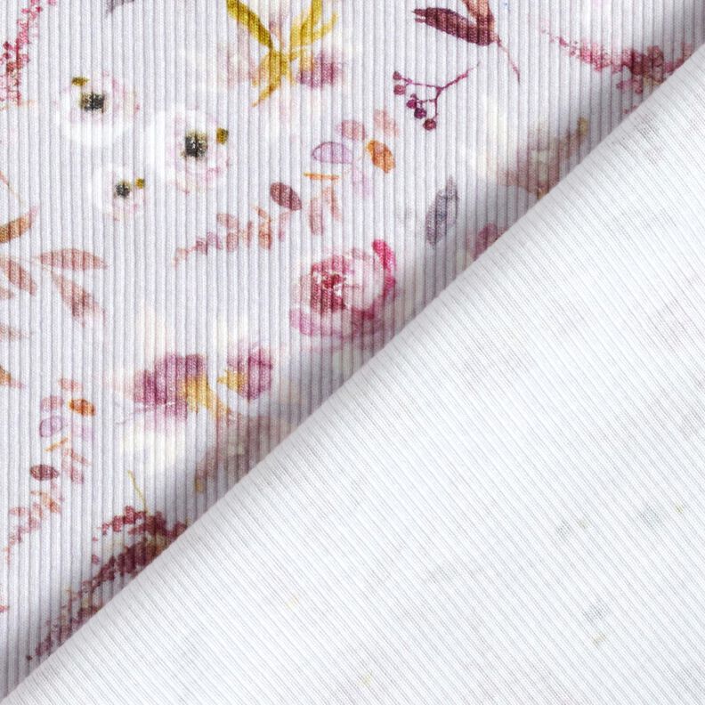 Ribbad jersey Digitalt tryck av fina vildblommor &ndash; pastellfl&auml;der/r&ouml;dlila,  image number 4