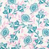 Viskos-linne-mix Blommor | Poppy Fabrics – elfenbensvit/turkos,  thumbnail number 1