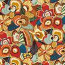 Bomullstyg Kretong Folklore-blommor – kaminrött/petrol,  thumbnail number 1