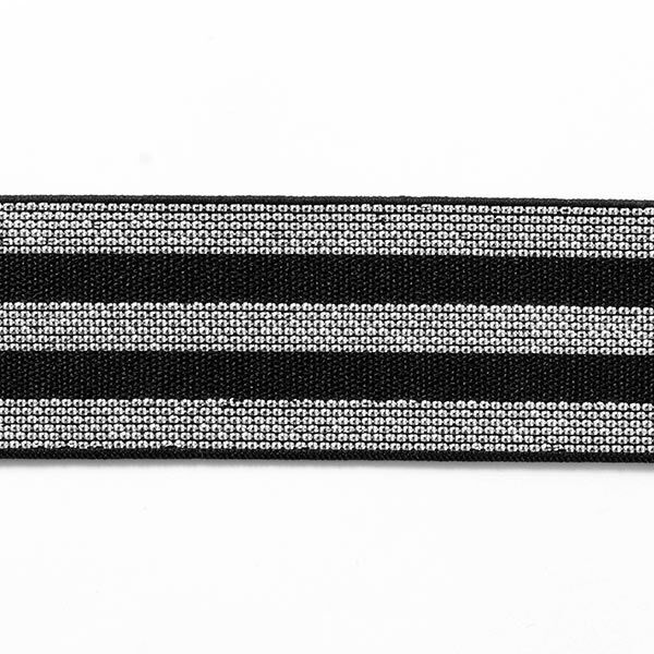Randigt gummiband [40 mm] – svart/silver,  image number 1