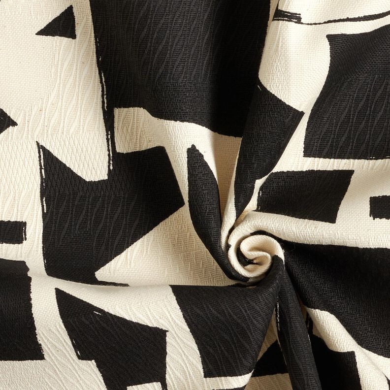 Dekorationstyg Jacquard Abstrakt struktur – svart/yllevit,  image number 3