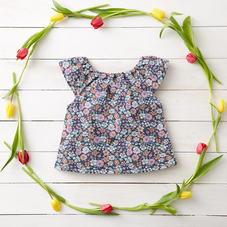 GOTS Bomullspoplin Blomsteräng | Poppy Fabrics – skiffergrått,  image number 5