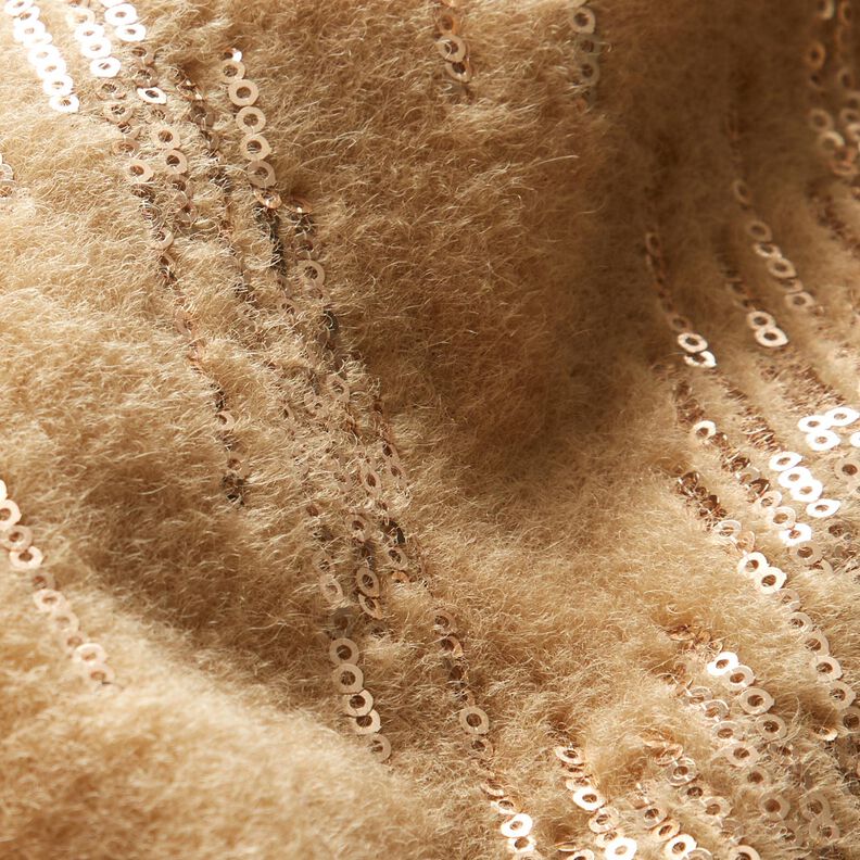 Kapptyg stickat paljettränder – beige, image number 3