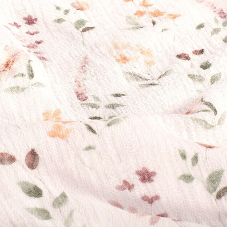 Muslin/Dubbel-krinkelväv vild äng Digitaltryck – vit,  image number 2