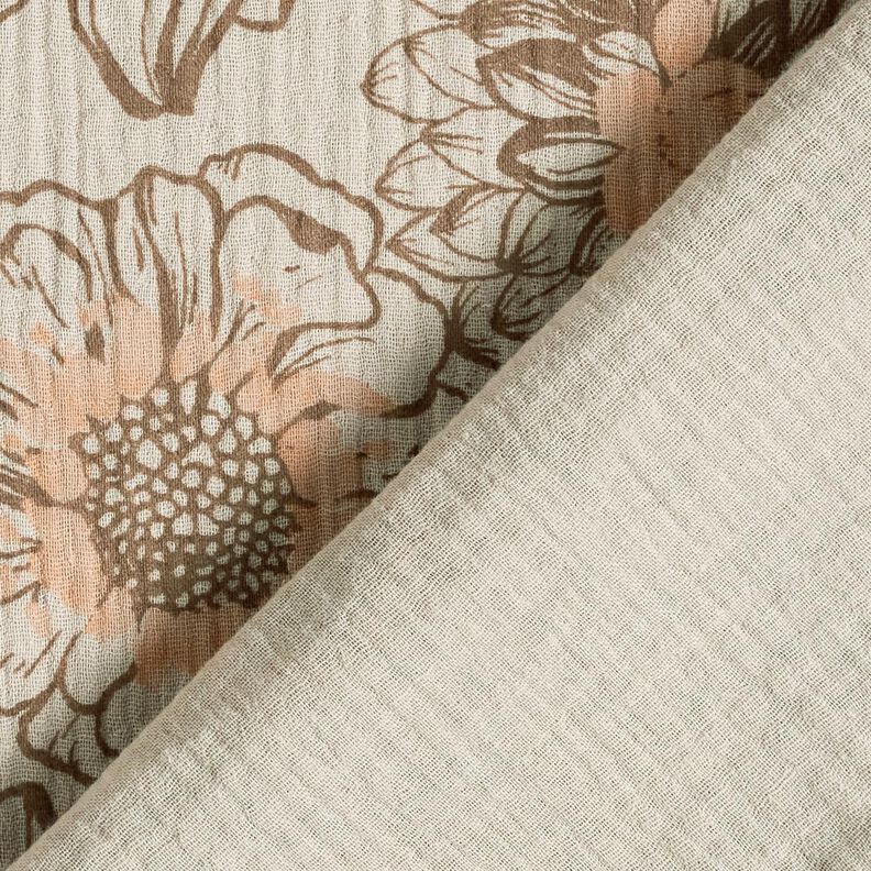 Muslin/Dubbel-krinkelväv sommarblommor – ljus gråbrun/mellanbrunt,  image number 4