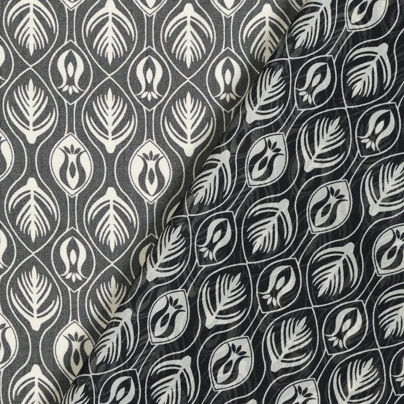 Chiffong ornamentmönster – vit/svart, image number 4