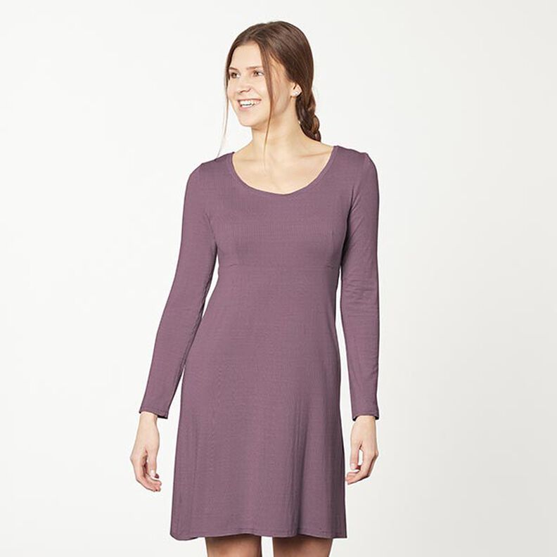 Bomullsjersey medium enfärgad – aubergine, image number 6