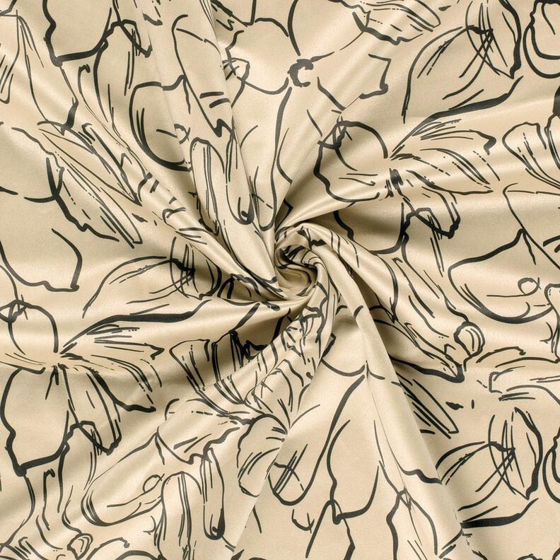 stretch velour blomsterskisser – sand/svart,  image number 3