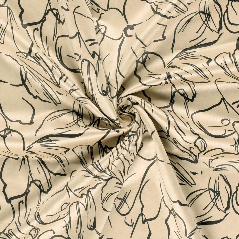 stretch velour blomsterskisser – sand/svart, image number 3