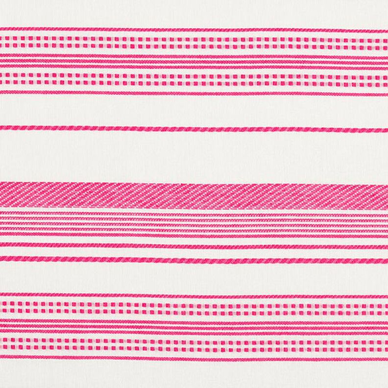 Bomullstyg Broderade ränder – yllevit/pink,  image number 1