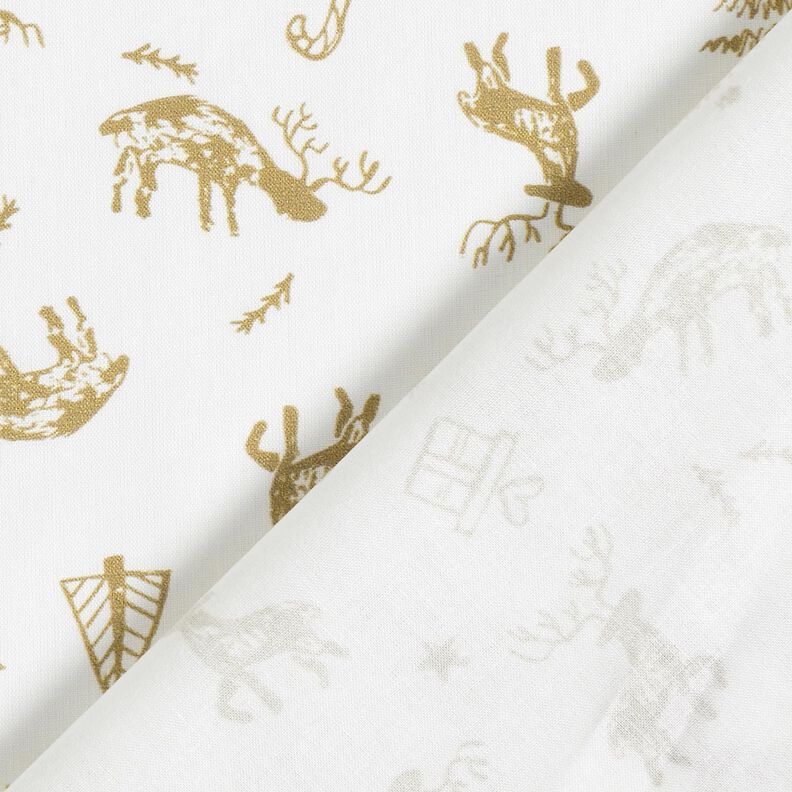 Bomullstyg Kretong renar och stjärnor – elfenbensvit/guld,  image number 4
