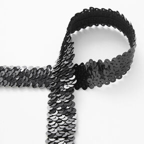 Elastisk paljettkant [30 mm] &ndash; svart, 