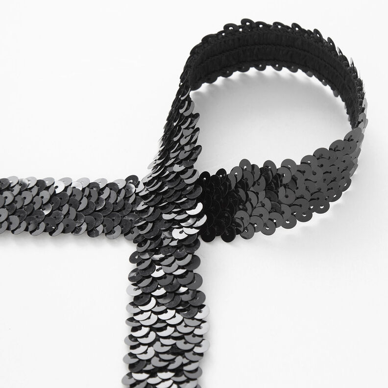 Elastisk paljettkant [30 mm] &ndash; svart,  image number 1