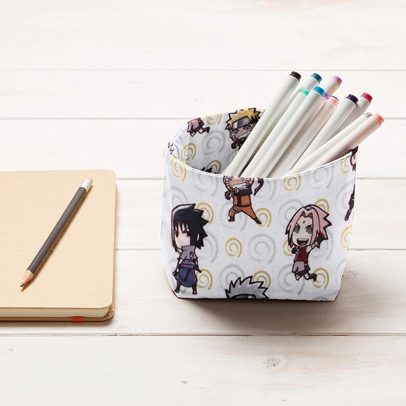 Bomullspoplin Chibi Naruto Licenstyg – vit,  image number 6