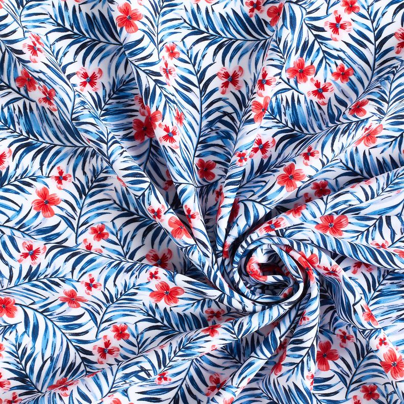 Baddräktstyg Blommor och palmblad – vit/indigo,  image number 3