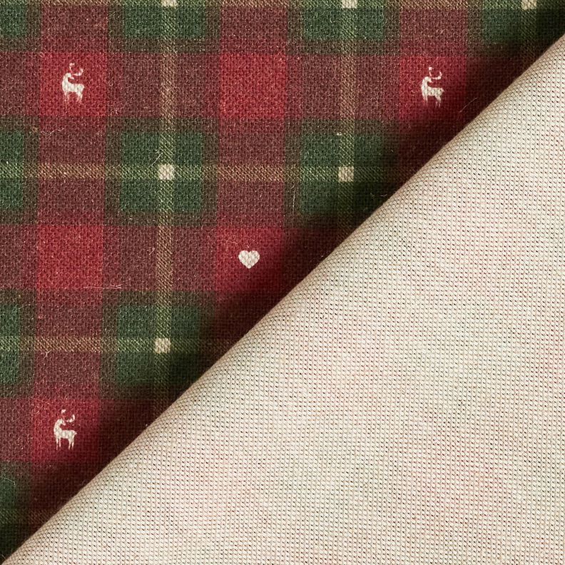 Dekorationstyg Halvpanama rutor med hjärtan – mörkröd/mörk furu,  image number 4