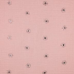 Muslin/Dubbel-krinkelväv Solar Folietryck | Poppy Fabrics – ljus gammelrosa/pastellviolett, 