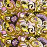Viskostyg Retroblommor – oliv/lila,  thumbnail number 1