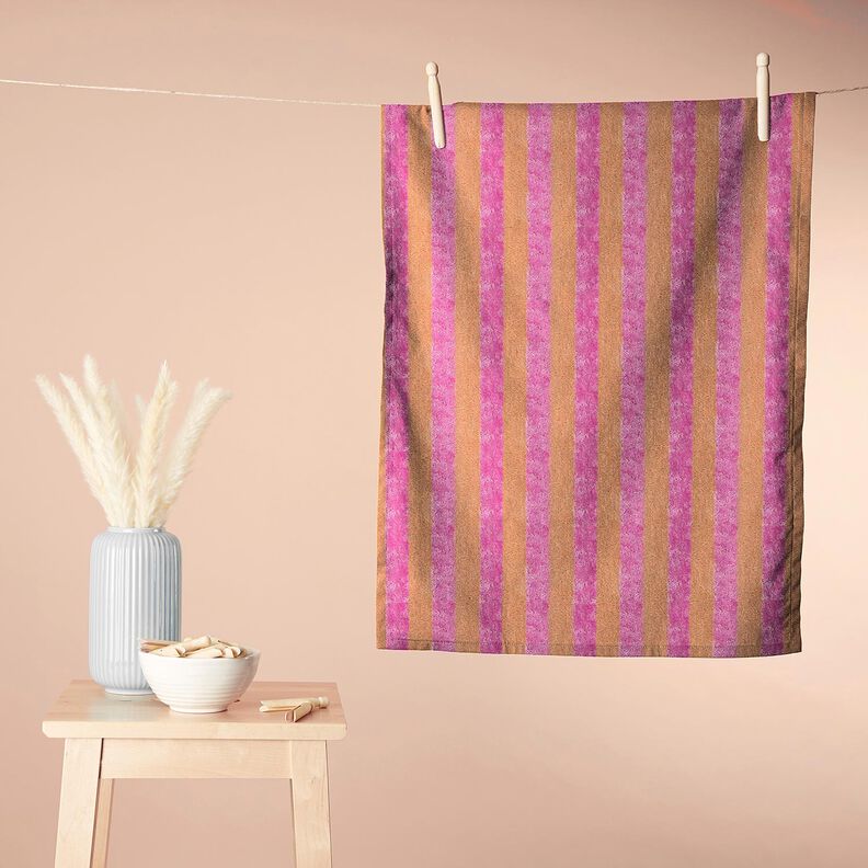 Frottétyg Bambus blockränder – ljusorange/pink,  image number 7