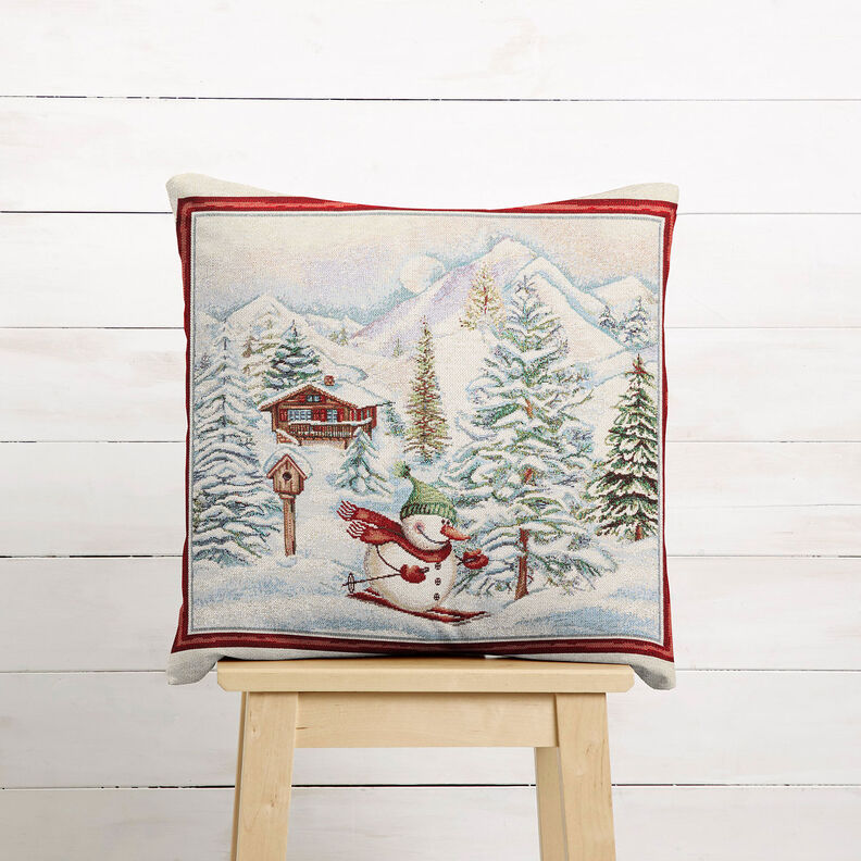 dekorationspanel Gobeläng Snögubbe – karminröd/ljusbeige, image number 6