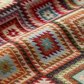 Dekorationstyg Gobeläng romber i sicksack – ljusbeige/kaminrött, 