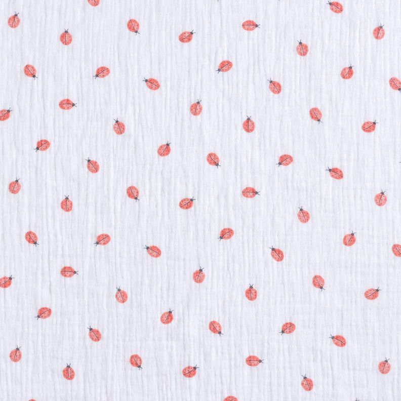 Muslin/Dubbel-krinkelväv Nyckelpiga Digitaltryck | Poppy Fabrics – vit, image number 1