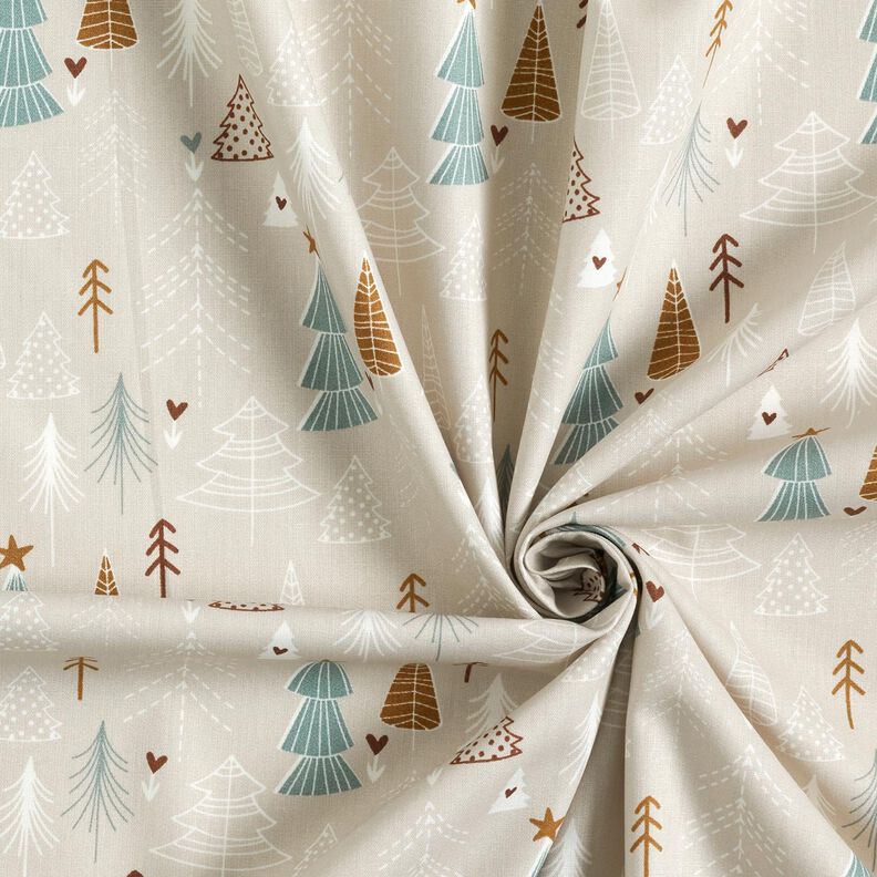 Bomullstyg Poplin Minimalistiska granar – ljus gråbrun, image number 3