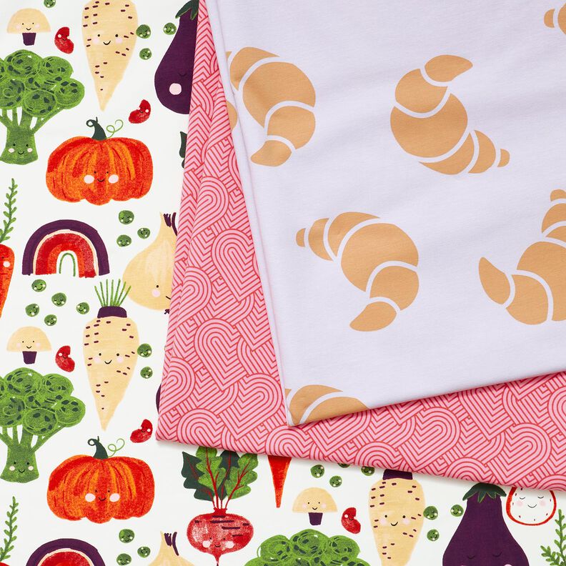 French Terry Sommarsweat stora croissanter – pastellfläder,  image number 5