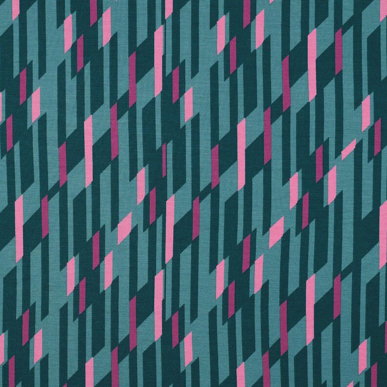 Romanitjersey Abstrakta romber – petrol/rosa,  image number 1