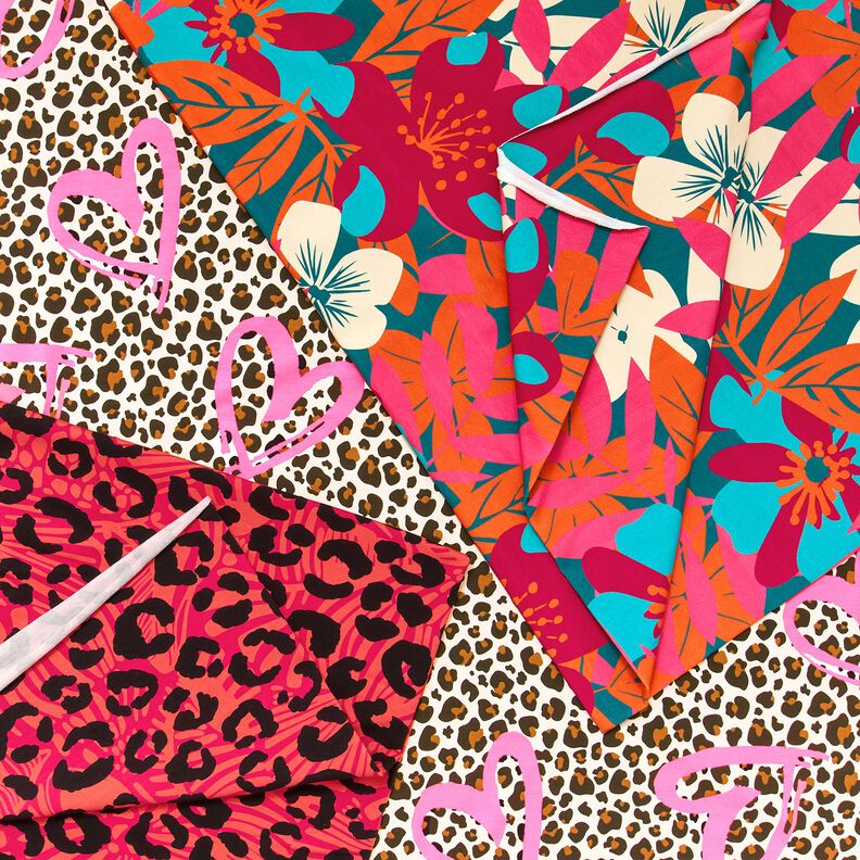 French Terry Sommarsweat lejon och neonhjärtan – cashew/neonpink, image number 7