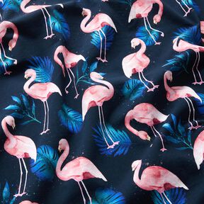 Bomullsjersey Flamingo | Glitzerpüppi – nattblå/ljusrosa, 