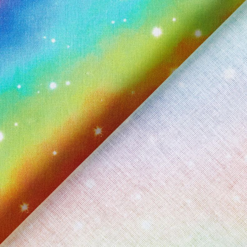 Bomullspoplin regnbågs-stjärnstoft Digitaltryck – kungsblått/färgmix,  image number 4