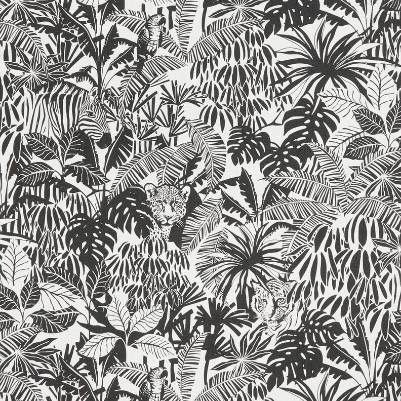 Dekorationstyg Halvpanama Djungel – natur/svart, image number 1