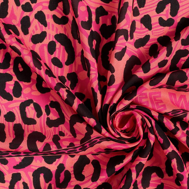 Viskos Voile lejon och blommor kantdesign Panel – pink/brandgul, image number 4