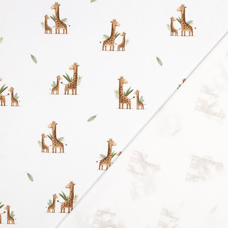 GOTS Bomullsjersey giraff-familj Digitaltryck | Poppy Fabrics – vit/ljusbrun,  image number 3