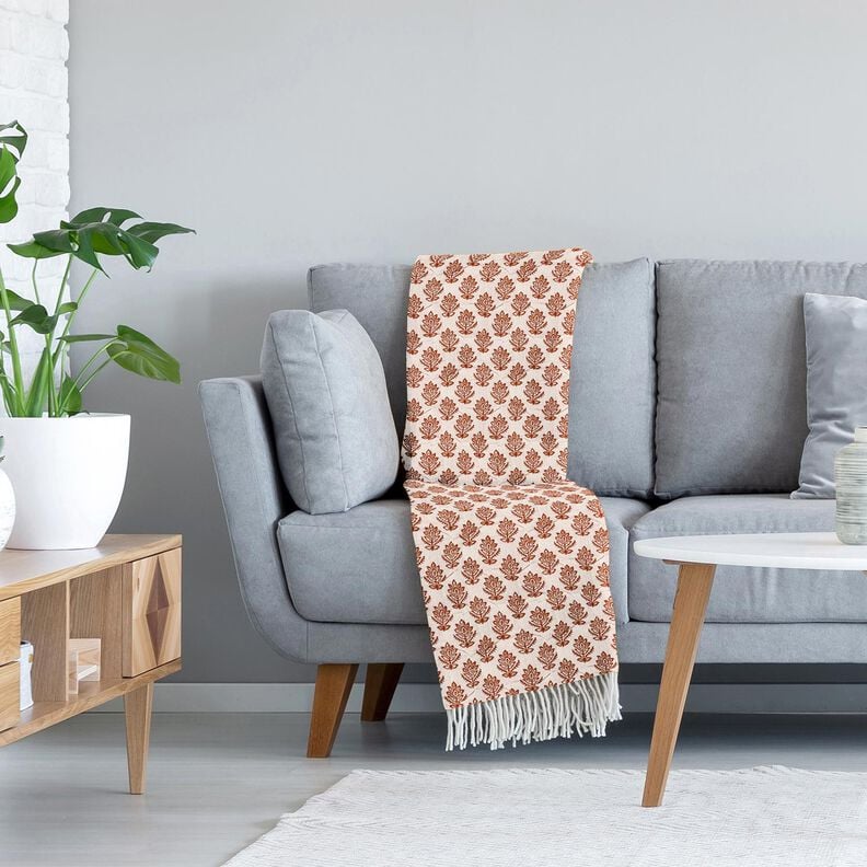 Quiltat tyg Muslin vinrankor och blommor – brun/nattblå,  image number 5