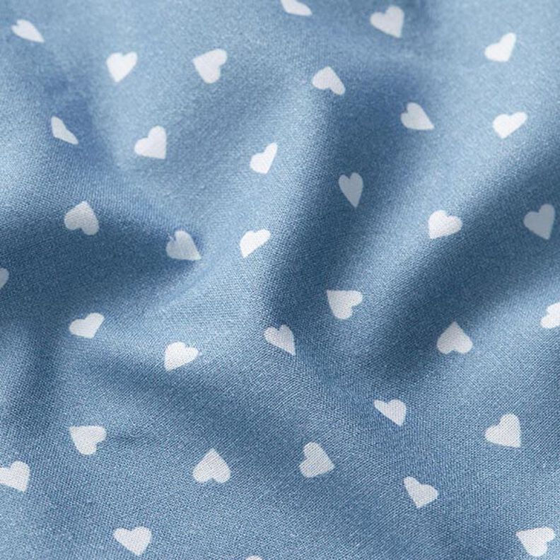 ekologisk bomullspoplin spridda hjärtan – ljus jeansblå,  image number 2