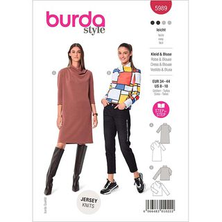 Klänning | Blus med ståkrage | Burda 5989 | 34-44, 