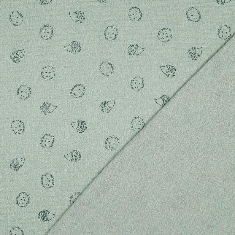 Muslin/Dubbel-krinkelväv igelkott | Poppy Fabrics – ljus mint/mörkgrön,  image number 4