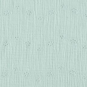 Muslin/Dubbel-krinkelväv Engelskt broderi blomrankor – ljus mint, 