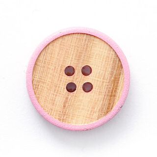 Träknapp 4 hål  – beige/rosa, 
