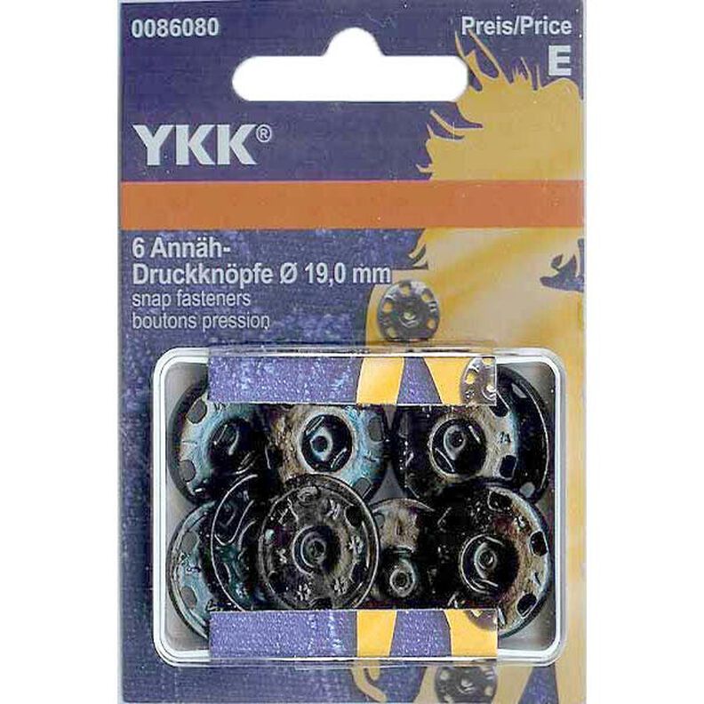 Tryckknappar att sy på, metall 1 – svart | YKK,  image number 1