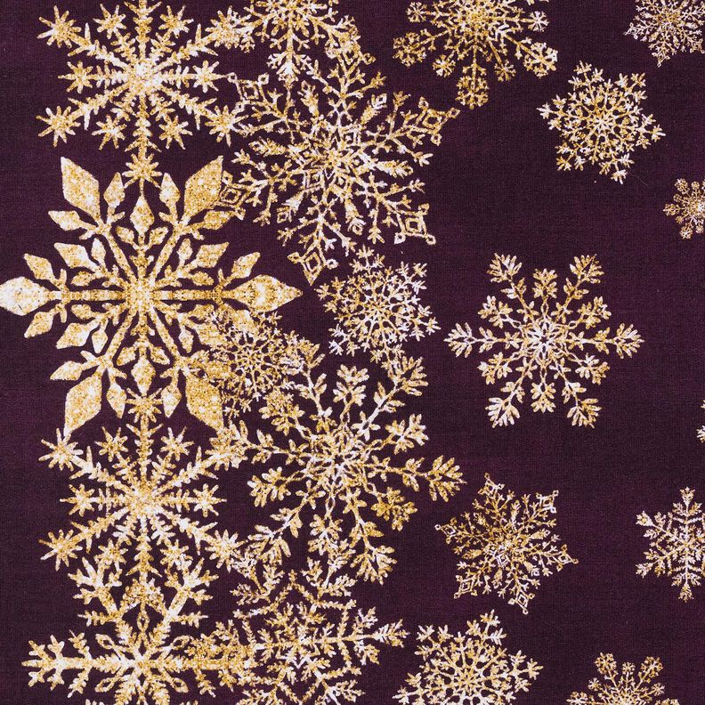 French Terry Sommarsweat isblommor Brodyrtyg | Glitzerpüppi – aubergine/gammalguld,  image number 5