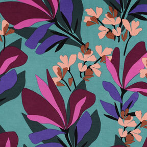Viskostyg stretch Spring Garden | Nerida Hansen – aquablått/bordeauxrött, 