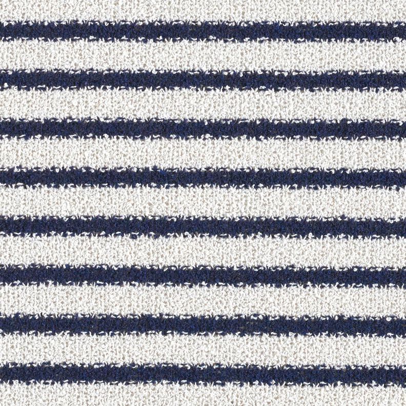 Stickad bouclé ränder och glitter – vit/marinblått,  image number 1
