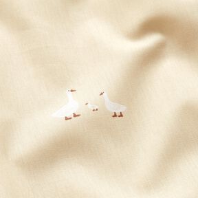 Bomullspoplin Gåsfamilj – ljusbeige, 