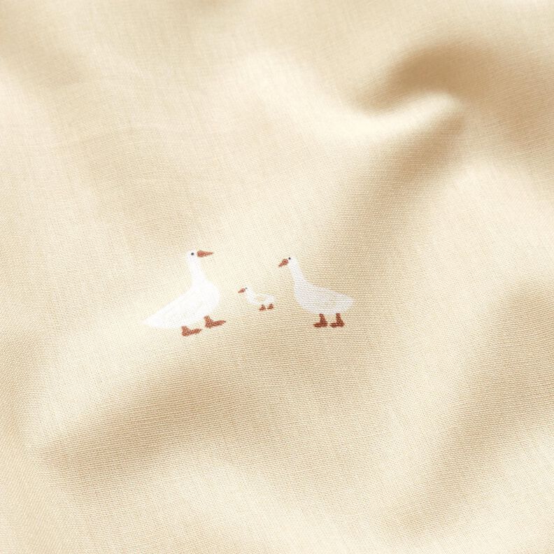 Bomullspoplin Gåsfamilj – ljusbeige,  image number 2